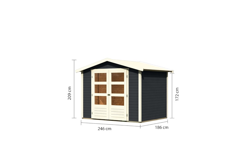 Karibu Woodfeeling Gartenhaus Amberg 2/3/4/5 anthrazit - 19 mm inkl. gratis Innenraum-Pflegebox im Wert von 99€ Bild