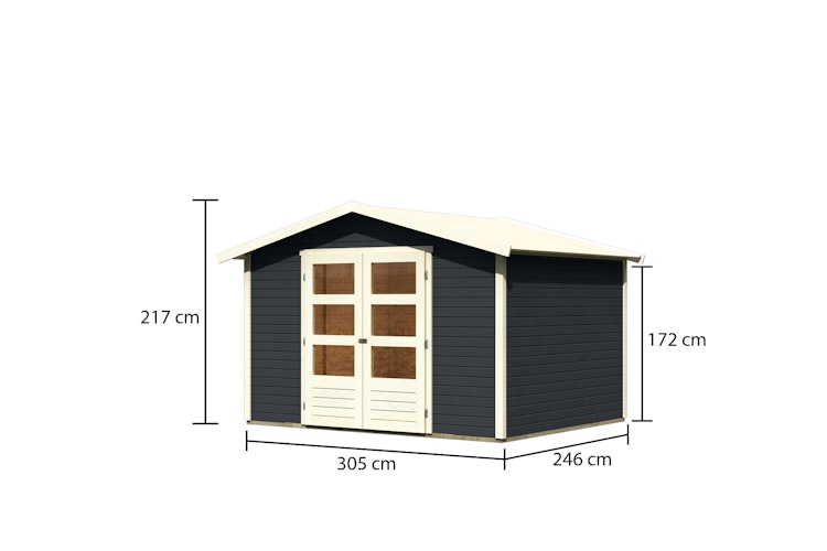 Karibu Woodfeeling Gartenhaus Amberg 2/3/4/5 anthrazit - 19 mm inkl. gratis Innenraum-Pflegebox im Wert von 99€ Bild