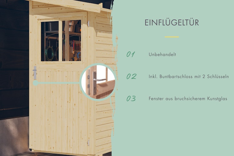 Karibu Anlehn-Gartenhaus Gerätehaus Görlitz - 19 mm inkl. gratis Innenraum-Pflegebox im Wert von 99€