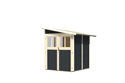 Karibu Premium Anlehn-Gartenhaus Gerätehaus Juist/Wandlitz 2/3/4/5 - 19 mm inkl. gratis Innenraum-Pflegebox im Wert von 99€