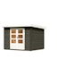 Karibu Woodfeeling Gartenhaus Bastrup 3 terragrau- 28 mm inkl. gratis Innenraum-Pflegebox im Wert von 99€Bild