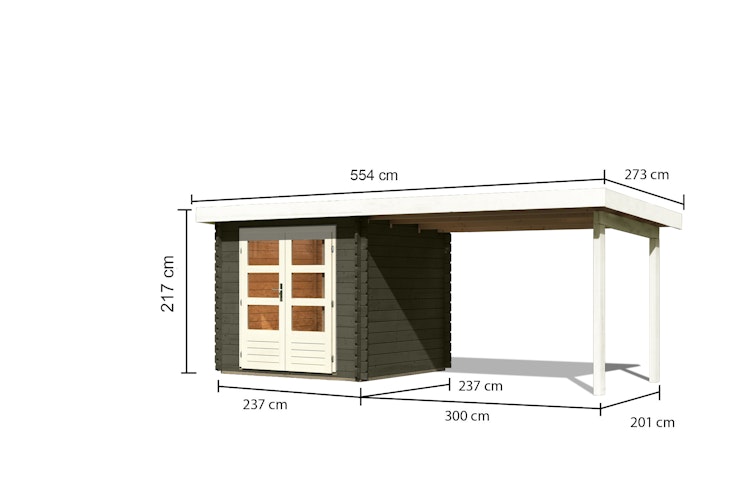 Karibu Woodfeeling Gartenhaus Bastrup 2 terragrau - 28 mm inkl. gratis Innenraum-Pflegebox im Wert von 99€ Bild