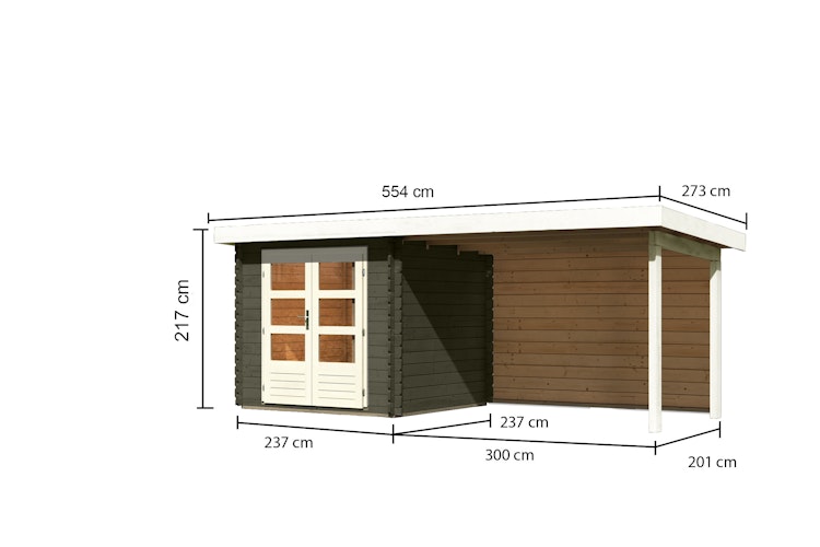 Karibu Woodfeeling Gartenhaus Bastrup 2 terragrau - 28 mm inkl. gratis Innenraum-Pflegebox im Wert von 99€ Bild