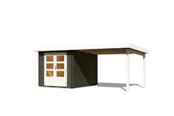 Karibu Woodfeeling Gartenhaus Bastrup 4 terragrau - 28 mm inkl. gratis Innenraum-Pflegebox im Wert von 99€