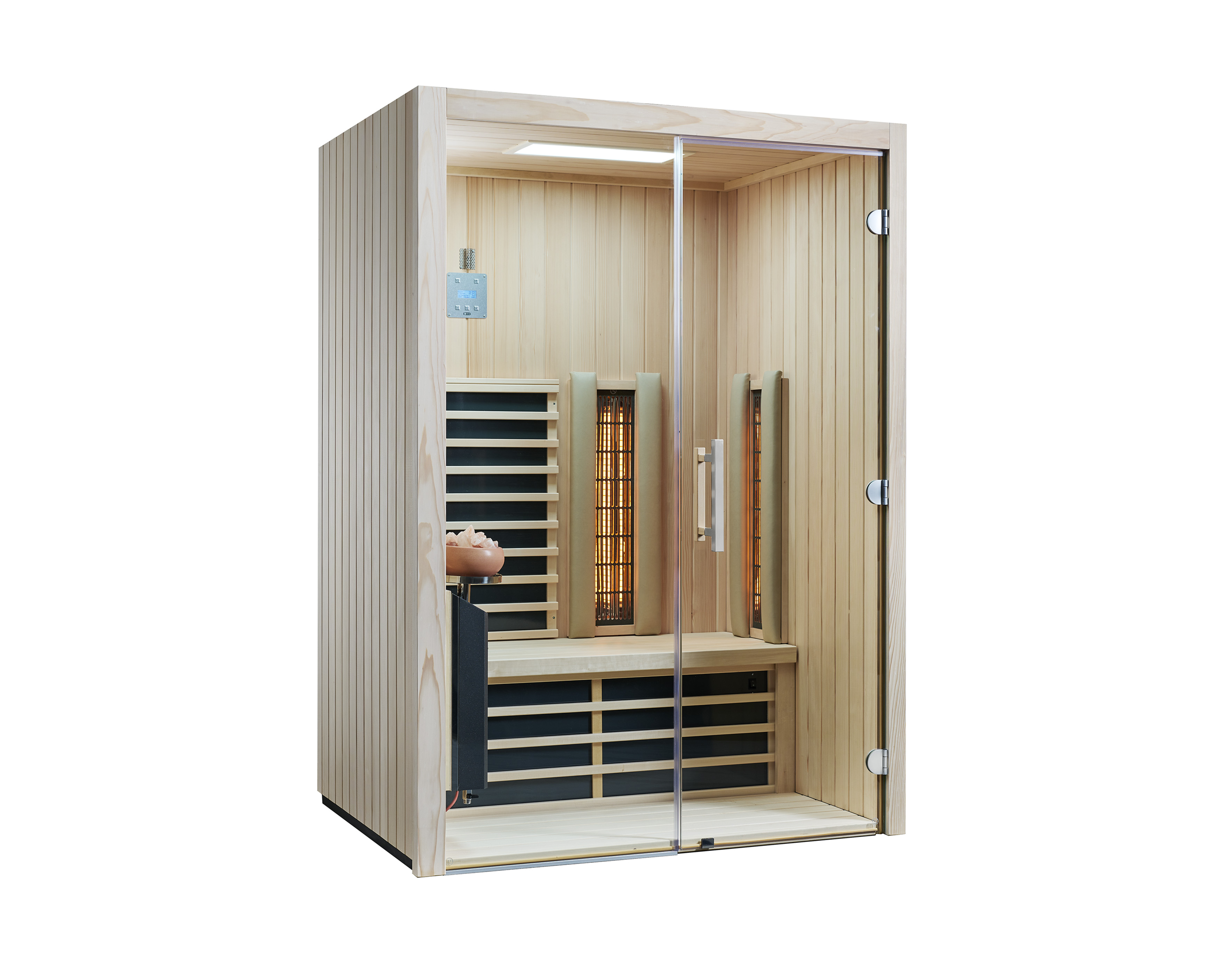 Vorschaubild Galerie Infraworld Infrarotkabine TrioSol Glas 145 Tanne VG inkl. 5-teiligem gratis Zubehörset