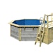 Karibu Pool Modell X1 400 x 400 cm mit Terrasse - kesseldruckimprägniert/wassergrau mit Metallecken inkl. gratis Sandfilteranlage & Pool-PflegesetBild