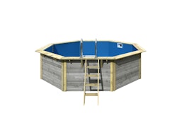 Karibu Pool Modell X2 470 x 470 cm - kesseldruckimprägniert/wassergrau mit Metallecken inkl. gratis Sandfilteranlage & Pool-Pflegeset