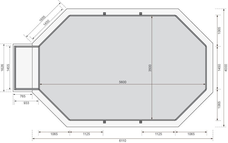 Karibu Pool Modell X4 610 x 400 cm mit Terrasse - kesseldruckimprägniert mit Metallecken inkl. gratis Pool-Pflegeset (Gesamtwert 69 €)