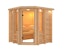 Karibu Sauna Cortona - 38 mm Premiumsauna - Eckeinstieg inkl. 9-teiligem gratis ZubehörpaketBild