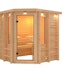 Karibu Sauna Cortona - 38 mm Premiumsauna - Eckeinstieg inkl. 9-teiligem gratis Zubehörpaket
