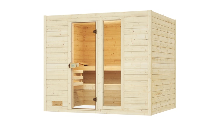 Weka Sauna 538 / Valida Gr. 4 Glastür+Fenster - Massivholzsauna 38 mm inkl. gratis Sauna-Set im Wert von 240,40 € (10-teilig) Bild