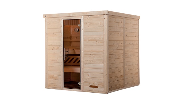 Weka Premium Massivholz-Elementsauna Kemi 4 mit Glastür - 45 mm inkl. 10-teiligem gratis Zubehörset (Gesamtwert 237,40 €) Vorschaubild Galerie