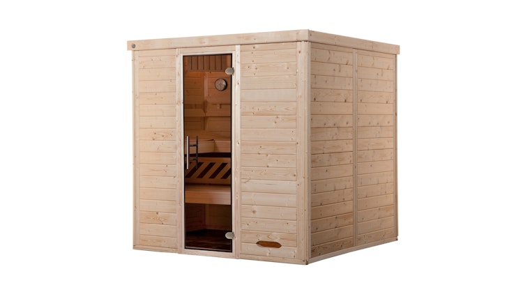 Weka Premium Massivholz-Elementsauna Kemi 3 mit Glastür - 45 mm inkl. gratis Sauna-Set im Wert von 240,40 € (10-teilig) Bild