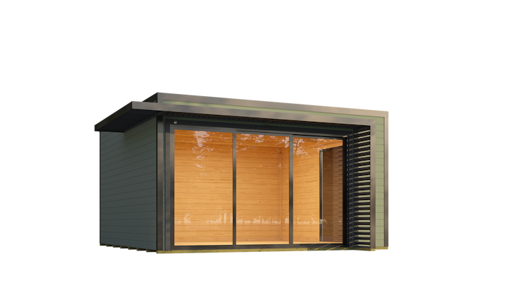 Weka Design Gartenhaus Pure Garden Amberley mit Aluminium-Schiebetür - 44 mm inkl. gratis Dachbahnen