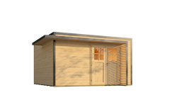 Weka Design Gartenhaus Pure Garden Amberley mit Massivholz-Doppeltür - 44 mm inkl. gratis Dachbahnen