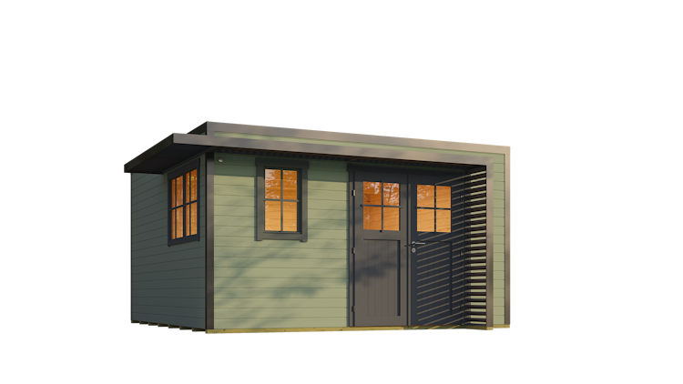 Weka Design Gartenhaus Pure Garden Amberley mit Massivholz-Doppeltür - 44 mm inkl. gratis Dachbahnen