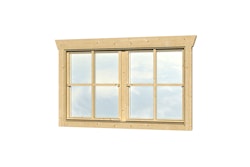 Skan Holz Doppelfenster für 45 mm Blockbohlenhäuser-2 x 57,5 cm x 70,5 cm