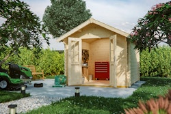 Skan Holz 28 mm Gartenhaus Palma inkl. gratis Dachschindeln