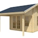 Skan Holz 70 mm Blockbohlenhaus Calgary inkl. gratis Dachschindeln in Wunschfarbe & Fundamentanker/PadsBild
