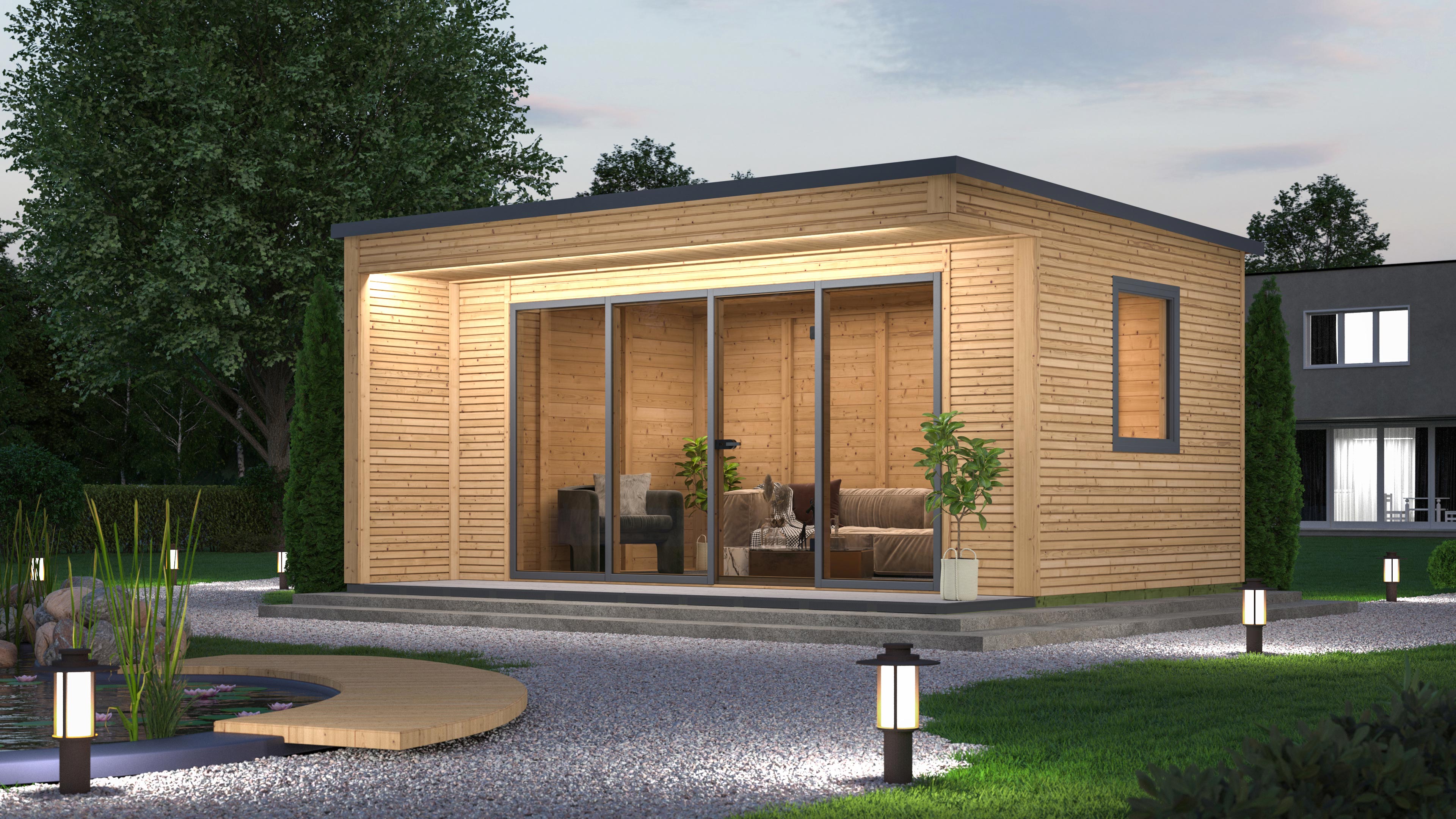 Vorschaubild Galerie Weka Gartenhaus Designhaus Cubilis 4.0 mit Lamellenelementen - 45 mm