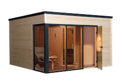 Weka Design-Saunahaus Cubilis inkl. Elementsauna 45/68 mm inkl. 10-teiligem gratis Zubehörset (Gesamtwert 237,40 €)