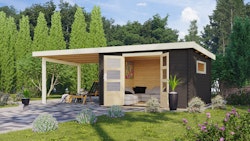 Karibu Woodfeeling Gartenhaus Trittau 3/5 inkl. 300 cm Anbaudach - 38 mm