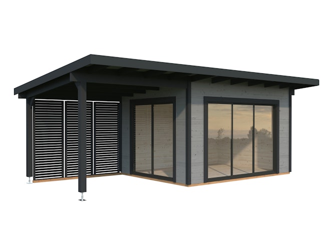 Palmako Gartenhaus Grace 11,2+8,2 m² Slide Plus - 56 mm Inkl. Anbau