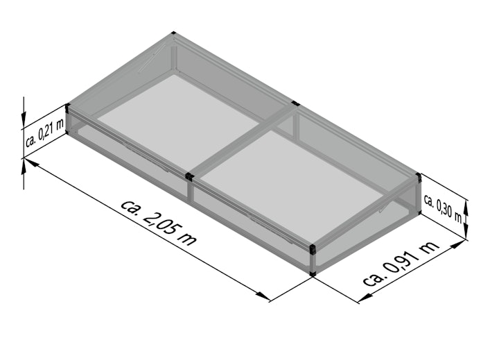 KGT Frühbeet-Aufsatz für Hochbeet Typ Woody 210 + Woody 130 (Small)