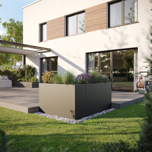 KGT Aluminium Hochbeet 130 - Profile anthrazit - B1,21 x T0,45 x H0,77 m - 350 l
