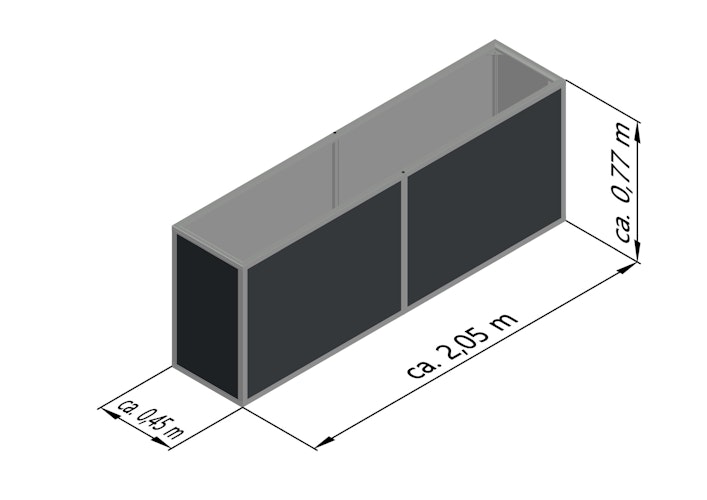 KGT Aluminium Hochbeet 210 - Profile pressblank - B2,05 x T0,45 x H0,77 m - 590 l 