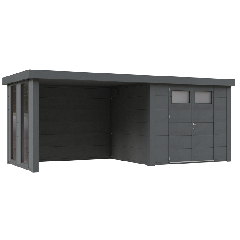 Vorschaubild Galerie Wolff Finnhaus Metallgerätehaus Eleganto 2724 mit Lounge Anbau inkl. 2 Fenster