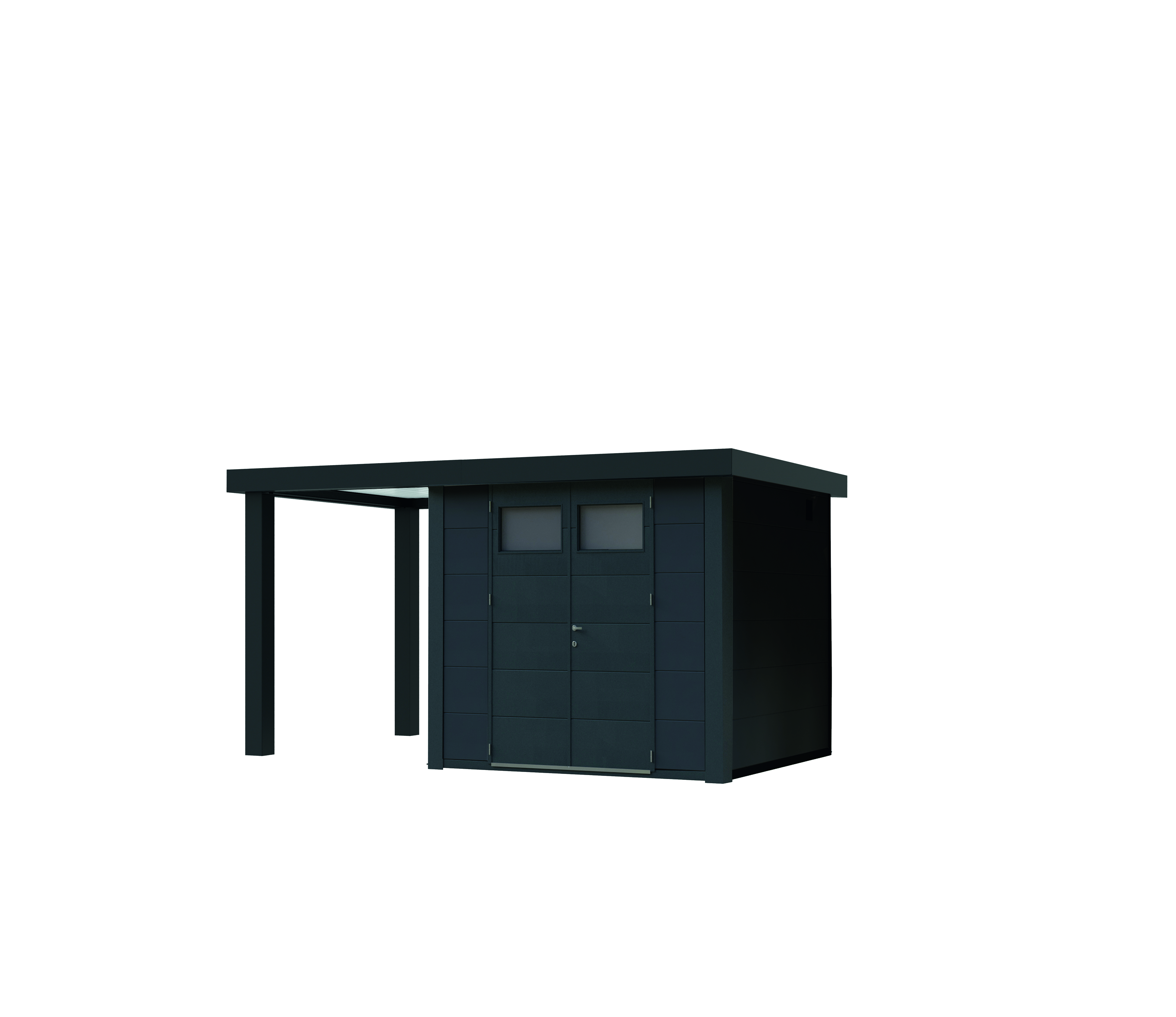 Vorschaubild Galerie Wolff Finnhaus Metallgerätehaus Eleganto 3024 mit 170 cm Seitendach