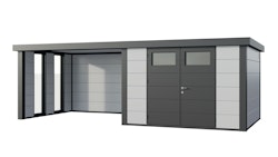 Wolff Finnhaus Metallgerätehaus Eleganto 3030 mit Lounge Anbau (ca. 314 cm Breite) inkl. 2 Fenstern