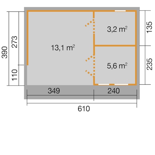 Weekendhaus 441 2-Raum-Haus mit Terrasse - 44 mm Bild