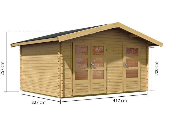 Karibu Gartenhaus Blockbohlenhaus Mittelwandhaus Radur 0 - 28 mm inkl. gratis Innenraum-Pflegebox im Wert von 99€