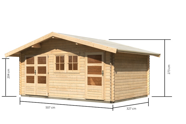 Karibu Woodfeeling Blockbohlenhaus Mittelwandhaus Lagor 1/2- 38 mm inkl. gratis Innenraum-Pflegebox im Wert von 99€ Bild