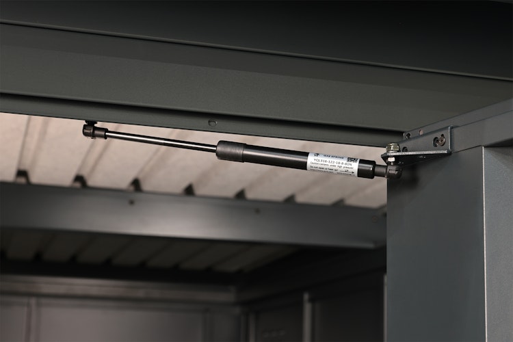 Wolff Finnhaus Premium Metall Gartenhaus Elvar 6030 Anthrazit inkl. 300 cm Anbaudach