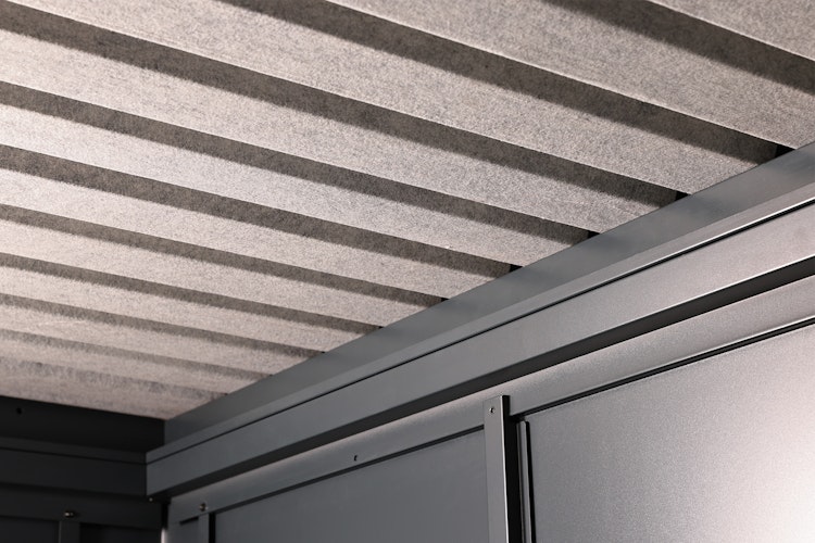 Wolff Finnhaus Premium Metall Gartenhaus Elvar 6030 Anthrazit inkl. 300 cm Anbaudach