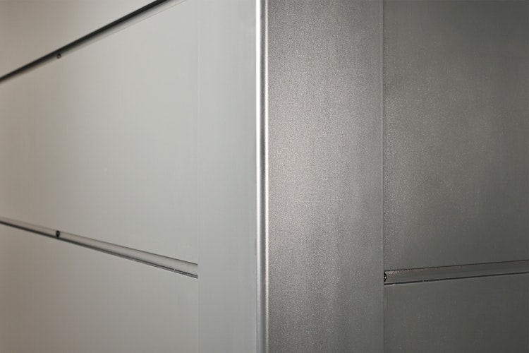 Wolff Finnhaus Premium Metall Gartenhaus Elvar 6030 Anthrazit inkl. 300 cm Anbaudach