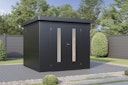 Vorschaubild Wolff Finnhaus Premium Metall Gartenhaus Eirik 2424 Anthrazit