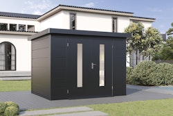 Wolff Finnhaus Premium Metall Gartenhaus Eirik 3024 Anthrazit
