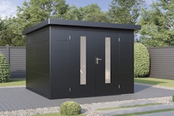 Wolff Finnhaus Premium Metall Gartenhaus Eirik 3030 Anthrazit