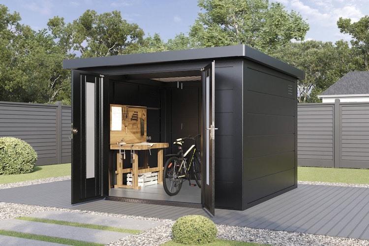 Wolff Finnhaus Premium Metall Gartenhaus Eirik 3030 Anthrazit