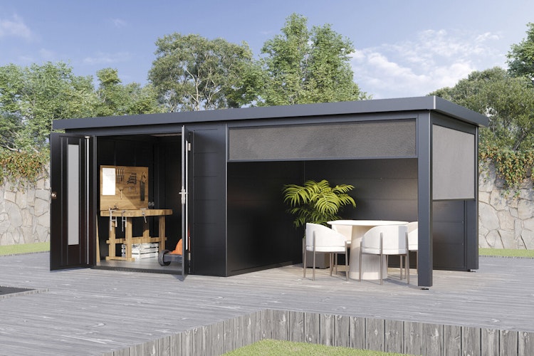 Wolff Finnhaus Sonnenrollo 24 für Premium Metall Gartenhäuser