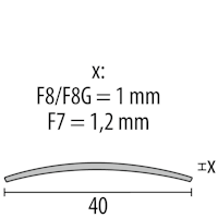 Parkettfreund -Wölbschienen PF 454 S F8G matt gebürstet 900x40 mm - 0 - 99 mm Edelstahl matt gebürstet mit glatter Oberfläche; mit Schutzfolie