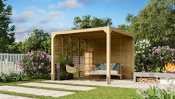 Karibu Pavillon Cubus mit Flachdach inkl. gratis H-Pfostenanker