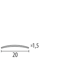 Parkettfreund -Wölbschienen PF 472 F8 glanz 1000x20 mm - 0 - 99 mm Edelstahl glanz mit glatter Oberfläche; mit Schutzfolie