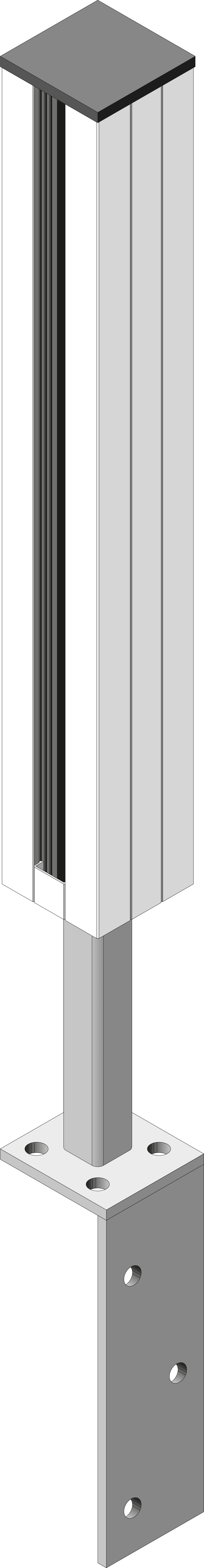 T&J VETRO System-Pfostenträger Maueraufsatz L-Form 