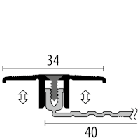 Parkettfreund Twin-Profi-Übergangsprofil PF 488 F2 edelstahloptik 900x34 mm - 7 - 15 mm Aluminium eloxiert gerillt