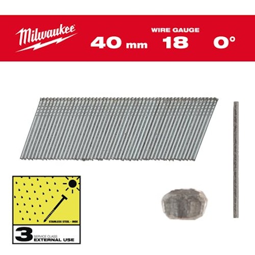 Milwaukee STAUCHKOPFNÄGEL, 18 GA, DÜNNER STIFTKOPF 40mm Inox 4932492562  Bild